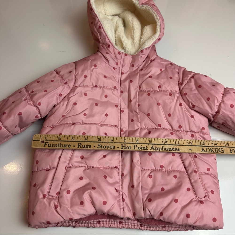 OshKosh B’gosh Pink Polka Dot Fleece Hooded Jacket | 18–24M - Picture 9 of 10